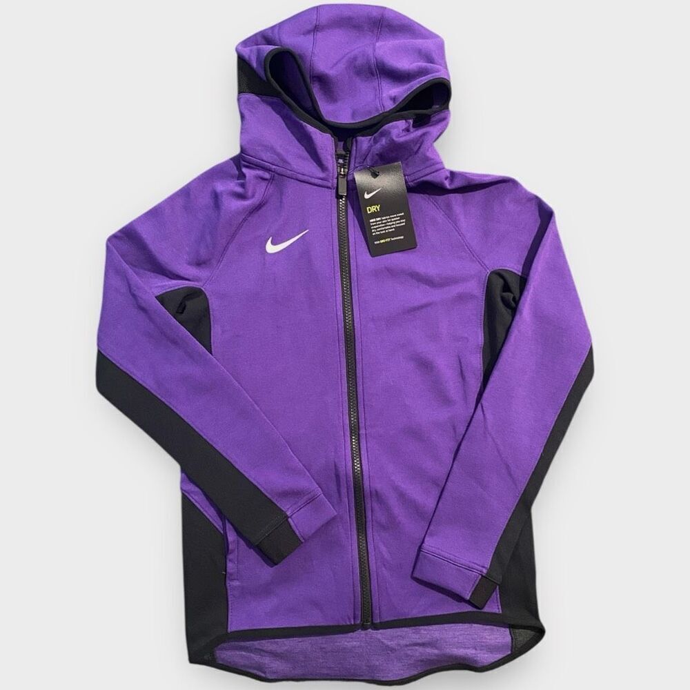 Nike Youth Dry Showtime Full Zip Dri-FIT Double Knit Hoodie Kids size M New